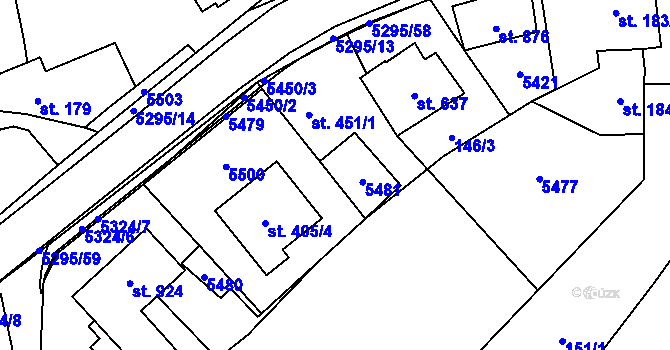 Parcela st. 451/2 v KÚ Štítná nad Vláří, Katastrální mapa
