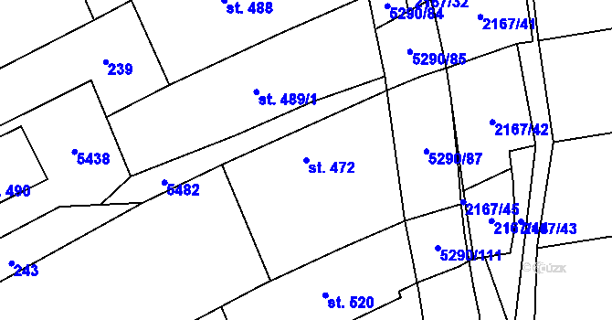 Parcela st. 472 v KÚ Štítná nad Vláří, Katastrální mapa