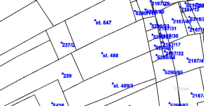 Parcela st. 488 v KÚ Štítná nad Vláří, Katastrální mapa