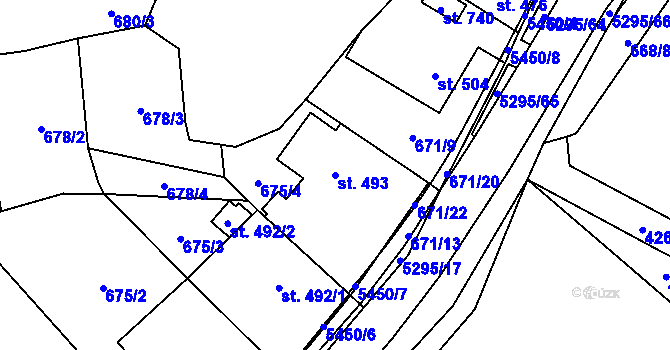 Parcela st. 493 v KÚ Štítná nad Vláří, Katastrální mapa