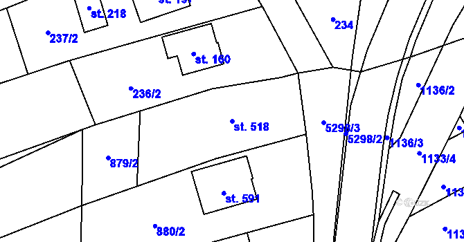 Parcela st. 518 v KÚ Štítná nad Vláří, Katastrální mapa