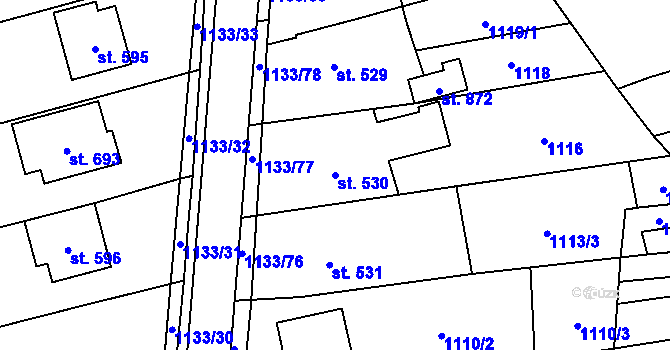 Parcela st. 530 v KÚ Štítná nad Vláří, Katastrální mapa