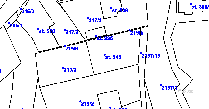 Parcela st. 545 v KÚ Štítná nad Vláří, Katastrální mapa