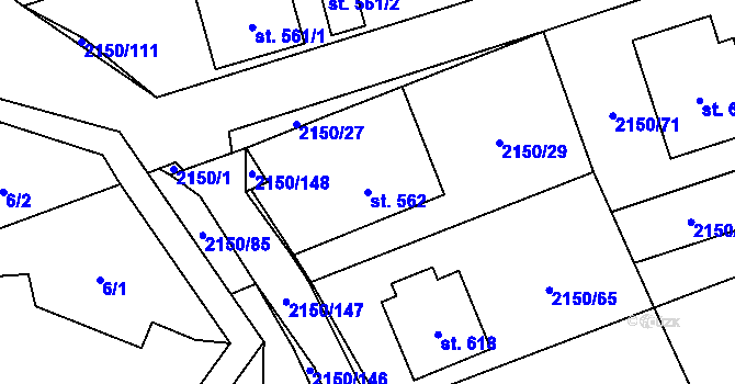 Parcela st. 562 v KÚ Štítná nad Vláří, Katastrální mapa