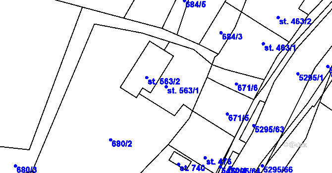 Parcela st. 563/1 v KÚ Štítná nad Vláří, Katastrální mapa