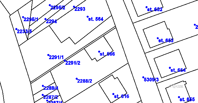 Parcela st. 566 v KÚ Štítná nad Vláří, Katastrální mapa