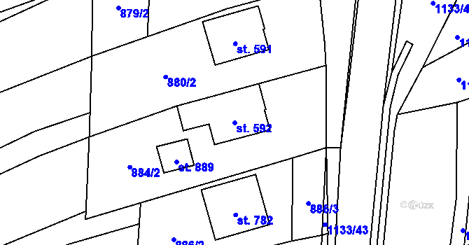 Parcela st. 592 v KÚ Štítná nad Vláří, Katastrální mapa