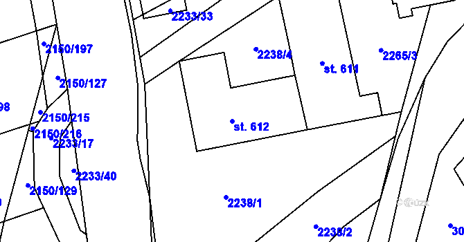 Parcela st. 612 v KÚ Štítná nad Vláří, Katastrální mapa