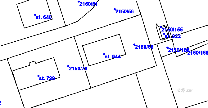 Parcela st. 644 v KÚ Štítná nad Vláří, Katastrální mapa