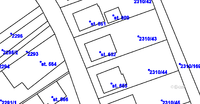 Parcela st. 652 v KÚ Štítná nad Vláří, Katastrální mapa