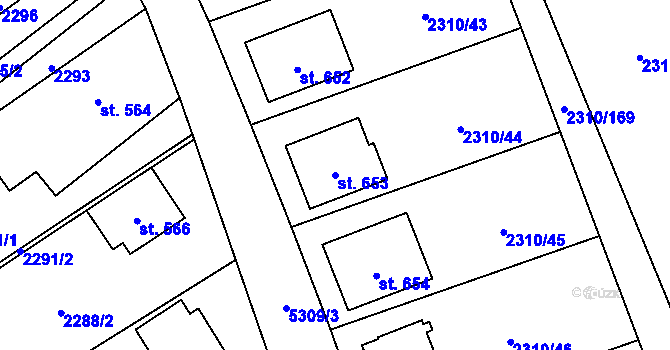 Parcela st. 653 v KÚ Štítná nad Vláří, Katastrální mapa