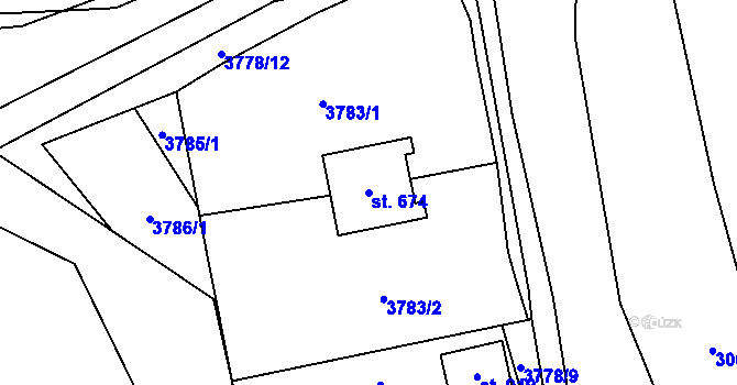 Parcela st. 674 v KÚ Štítná nad Vláří, Katastrální mapa