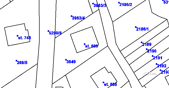 Parcela st. 699 v KÚ Štítná nad Vláří, Katastrální mapa