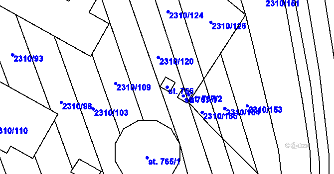 Parcela st. 766 v KÚ Štítná nad Vláří, Katastrální mapa