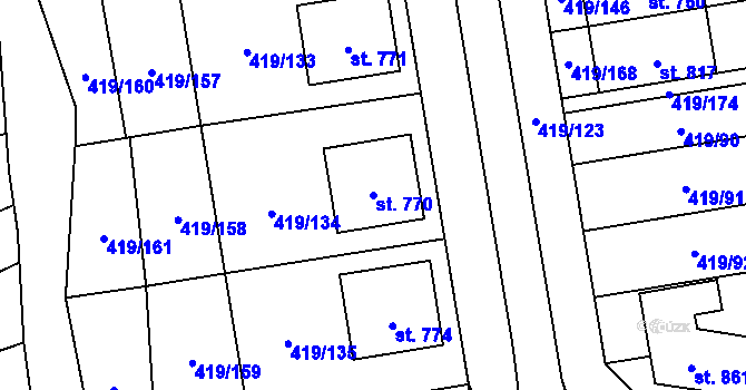 Parcela st. 770 v KÚ Štítná nad Vláří, Katastrální mapa