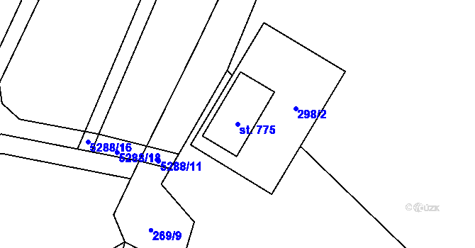 Parcela st. 775 v KÚ Štítná nad Vláří, Katastrální mapa