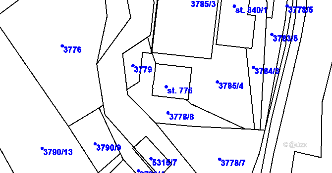 Parcela st. 776 v KÚ Štítná nad Vláří, Katastrální mapa