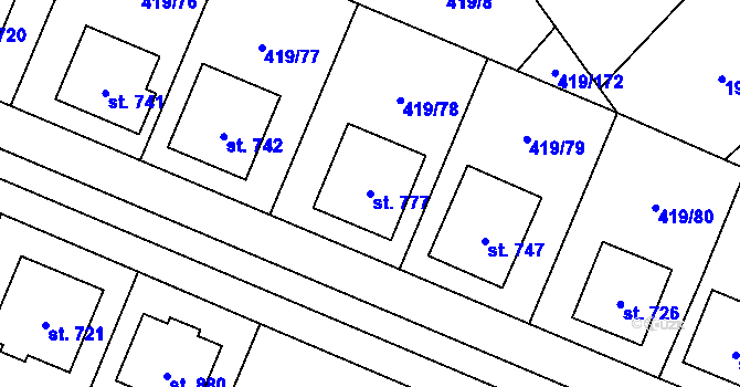 Parcela st. 777 v KÚ Štítná nad Vláří, Katastrální mapa