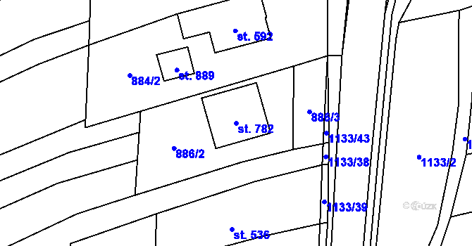 Parcela st. 782 v KÚ Štítná nad Vláří, Katastrální mapa