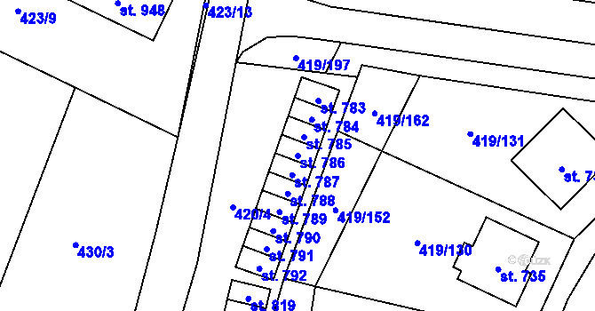 Parcela st. 786 v KÚ Štítná nad Vláří, Katastrální mapa