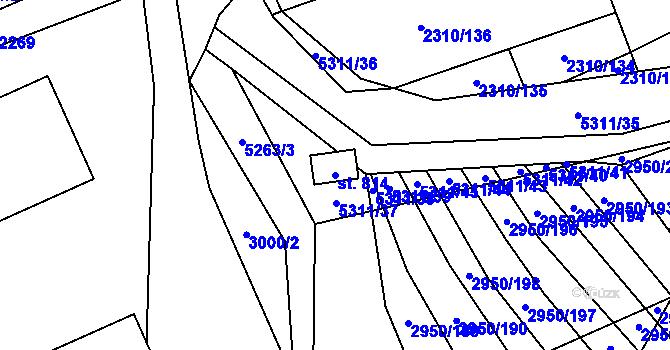 Parcela st. 814 v KÚ Štítná nad Vláří, Katastrální mapa