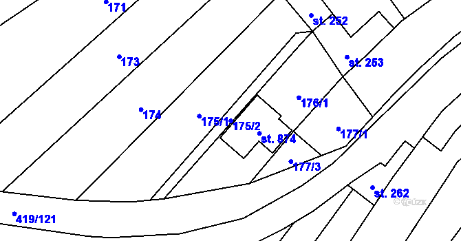 Parcela st. 175/2 v KÚ Štítná nad Vláří, Katastrální mapa