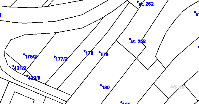 Parcela st. 179 v KÚ Štítná nad Vláří, Katastrální mapa