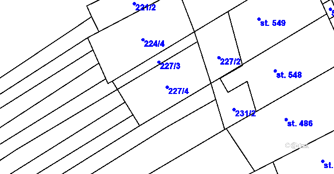 Parcela st. 227/4 v KÚ Štítná nad Vláří, Katastrální mapa