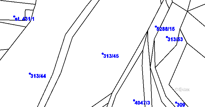 Parcela st. 313/45 v KÚ Štítná nad Vláří, Katastrální mapa
