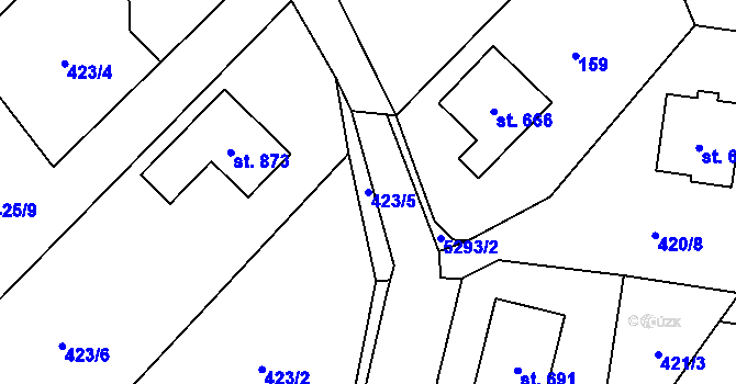 Parcela st. 423/5 v KÚ Štítná nad Vláří, Katastrální mapa