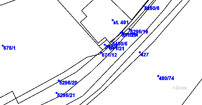 Parcela st. 671/12 v KÚ Štítná nad Vláří, Katastrální mapa