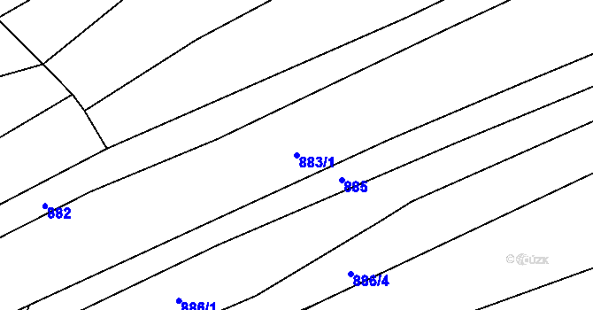 Parcela st. 883/1 v KÚ Štítná nad Vláří, Katastrální mapa