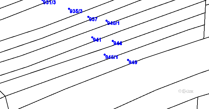 Parcela st. 945/1 v KÚ Štítná nad Vláří, Katastrální mapa