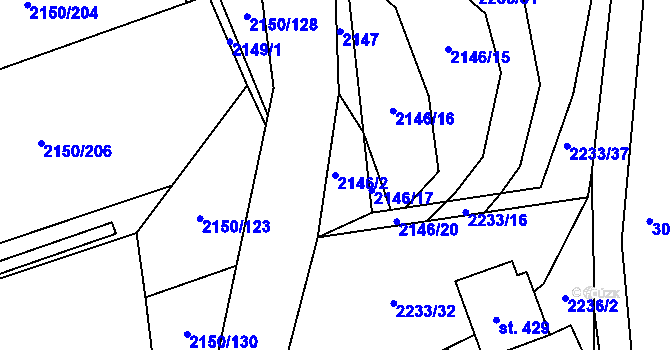 Parcela st. 2146/2 v KÚ Štítná nad Vláří, Katastrální mapa