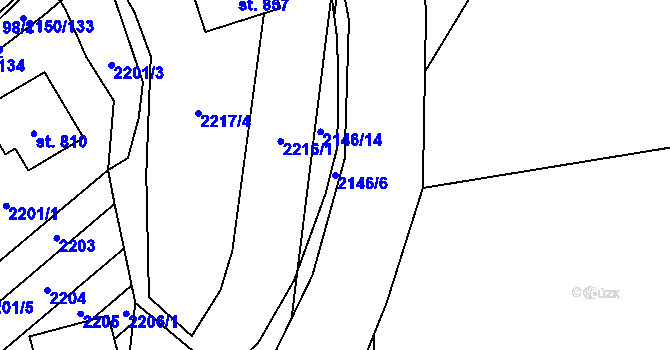 Parcela st. 2146/6 v KÚ Štítná nad Vláří, Katastrální mapa
