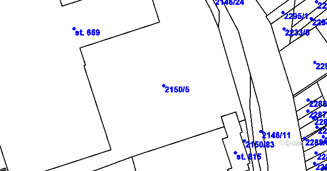 Parcela st. 2150/5 v KÚ Štítná nad Vláří, Katastrální mapa