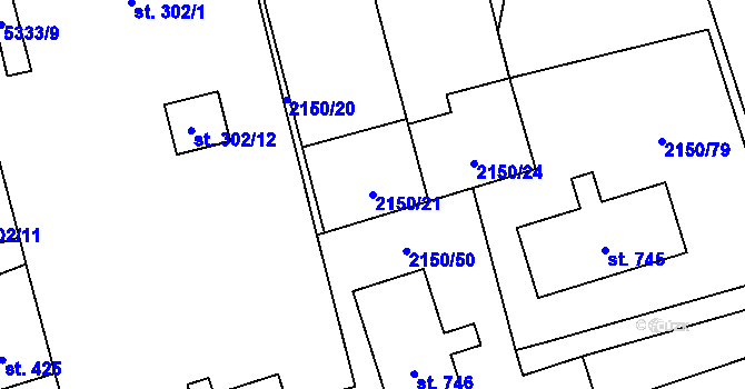 Parcela st. 2150/21 v KÚ Štítná nad Vláří, Katastrální mapa