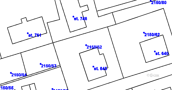 Parcela st. 2150/52 v KÚ Štítná nad Vláří, Katastrální mapa
