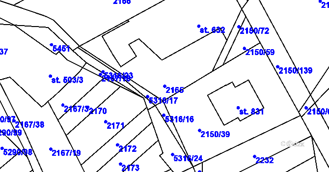 Parcela st. 2165 v KÚ Štítná nad Vláří, Katastrální mapa