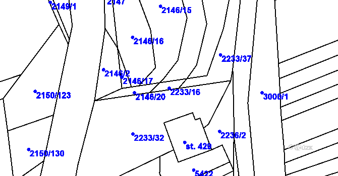 Parcela st. 2233/16 v KÚ Štítná nad Vláří, Katastrální mapa