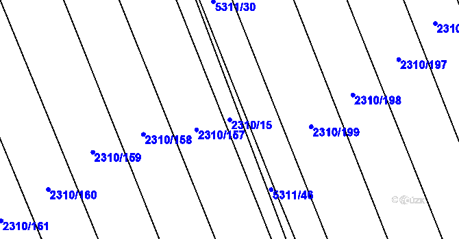 Parcela st. 2310/15 v KÚ Štítná nad Vláří, Katastrální mapa