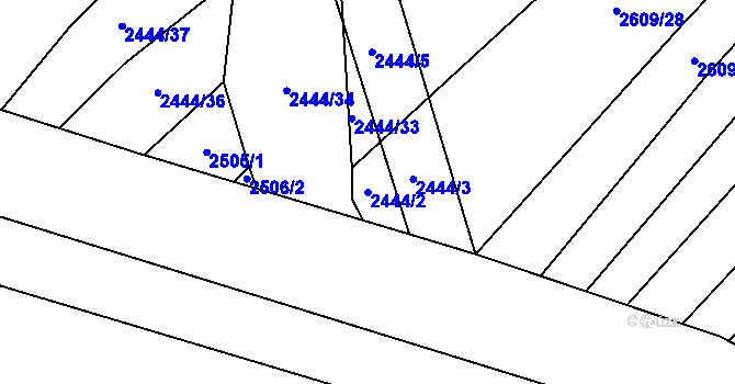Parcela st. 2444/2 v KÚ Štítná nad Vláří, Katastrální mapa