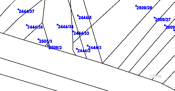 Parcela st. 2444/3 v KÚ Štítná nad Vláří, Katastrální mapa