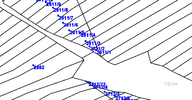 Parcela st. 2611/1 v KÚ Štítná nad Vláří, Katastrální mapa