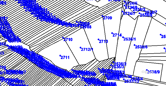 Parcela st. 2712 v KÚ Štítná nad Vláří, Katastrální mapa