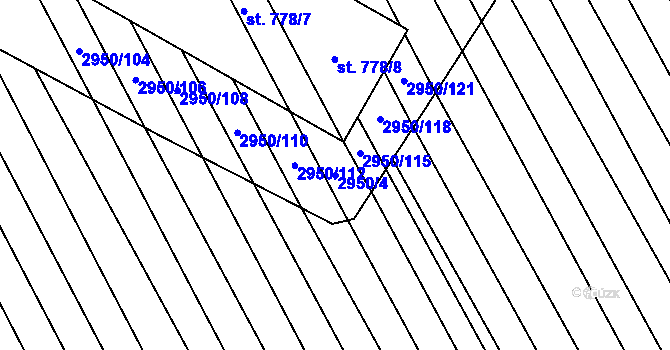 Parcela st. 2950/4 v KÚ Štítná nad Vláří, Katastrální mapa