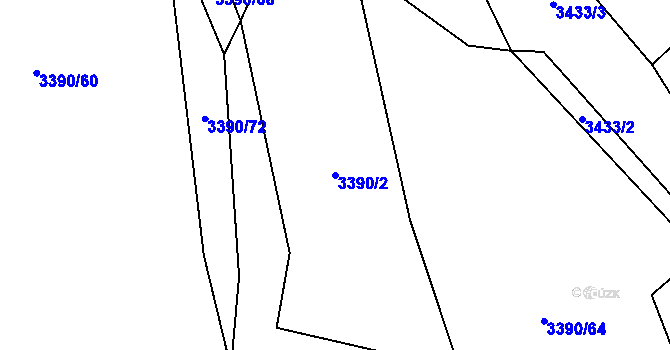 Parcela st. 3390/2 v KÚ Štítná nad Vláří, Katastrální mapa