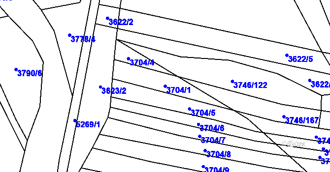 Parcela st. 3704/1 v KÚ Štítná nad Vláří, Katastrální mapa