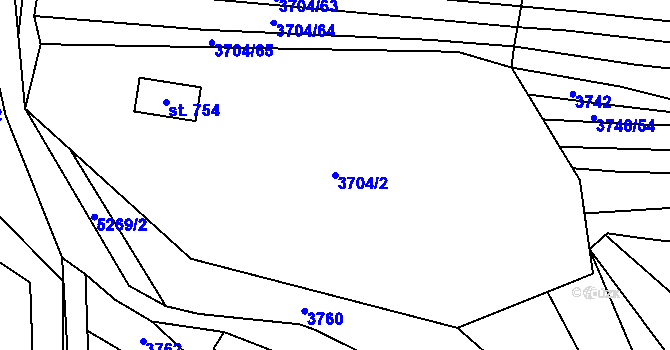 Parcela st. 3704/2 v KÚ Štítná nad Vláří, Katastrální mapa