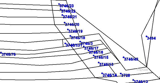Parcela st. 3746/3 v KÚ Štítná nad Vláří, Katastrální mapa